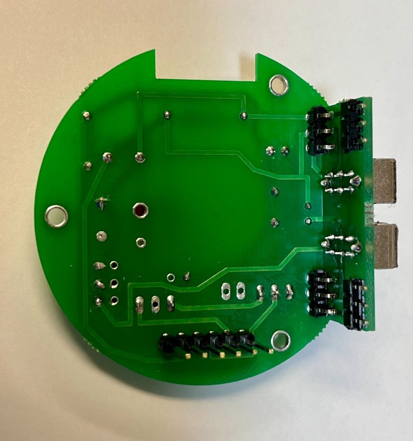 D-47FET Middle PCB underside showing the dual-header connector pads where the Switch PCB interfaces.