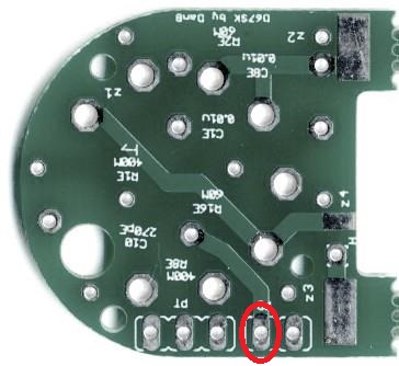 Blue figure-8 wire with red-marked connection point in PDF