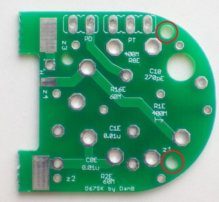 First turret installation on tube PCB with marked pad