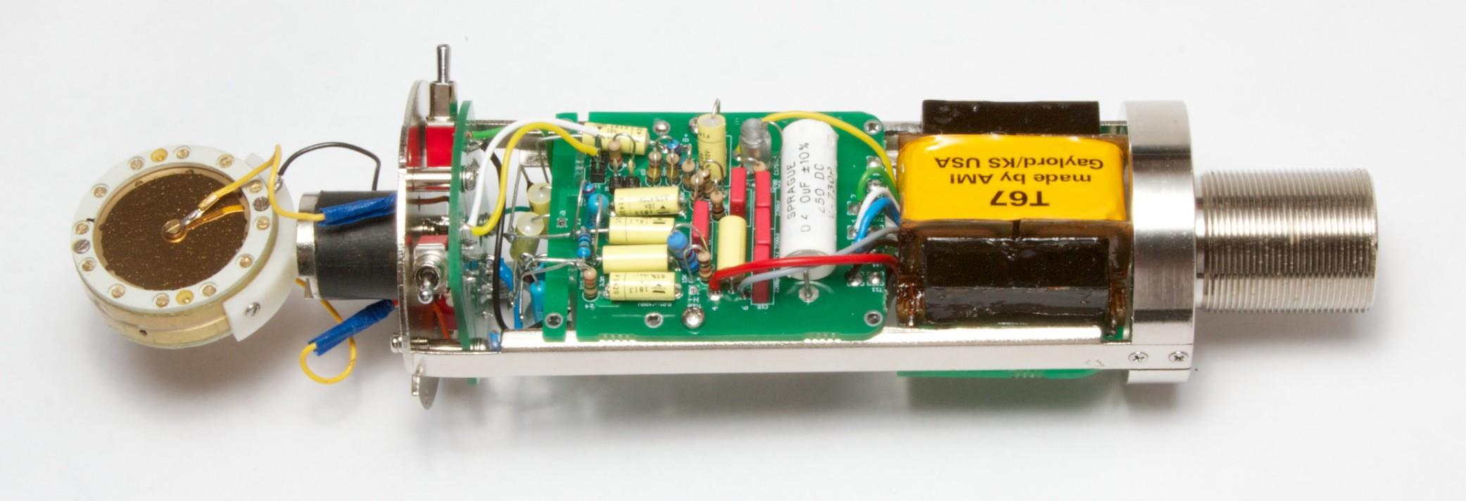 Main mic PCB shown alongside capsule for reference