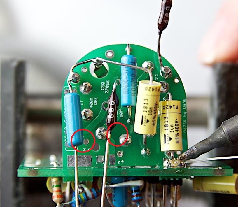 Soldering one set of tube socket pads to align before full soldering