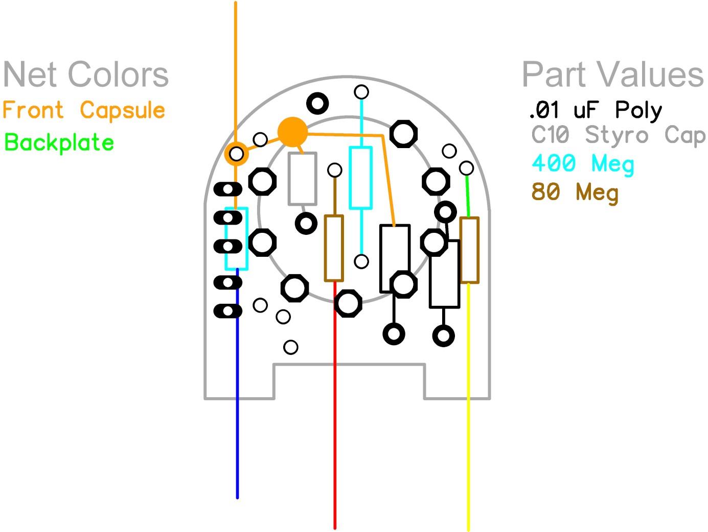 Tube PCB component placement drawing showing all component positions