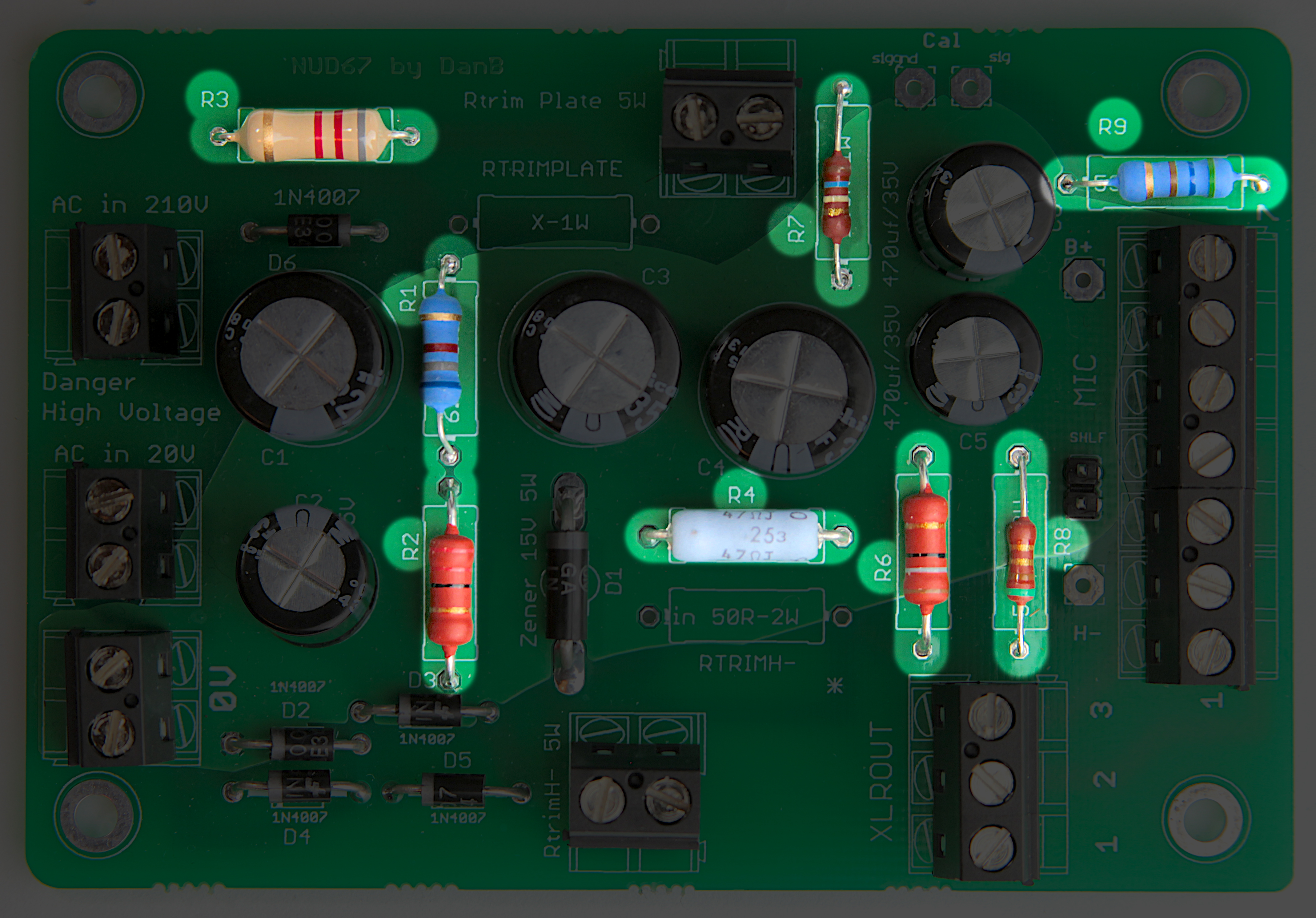 All resistors placed on PSU PCB before soldering