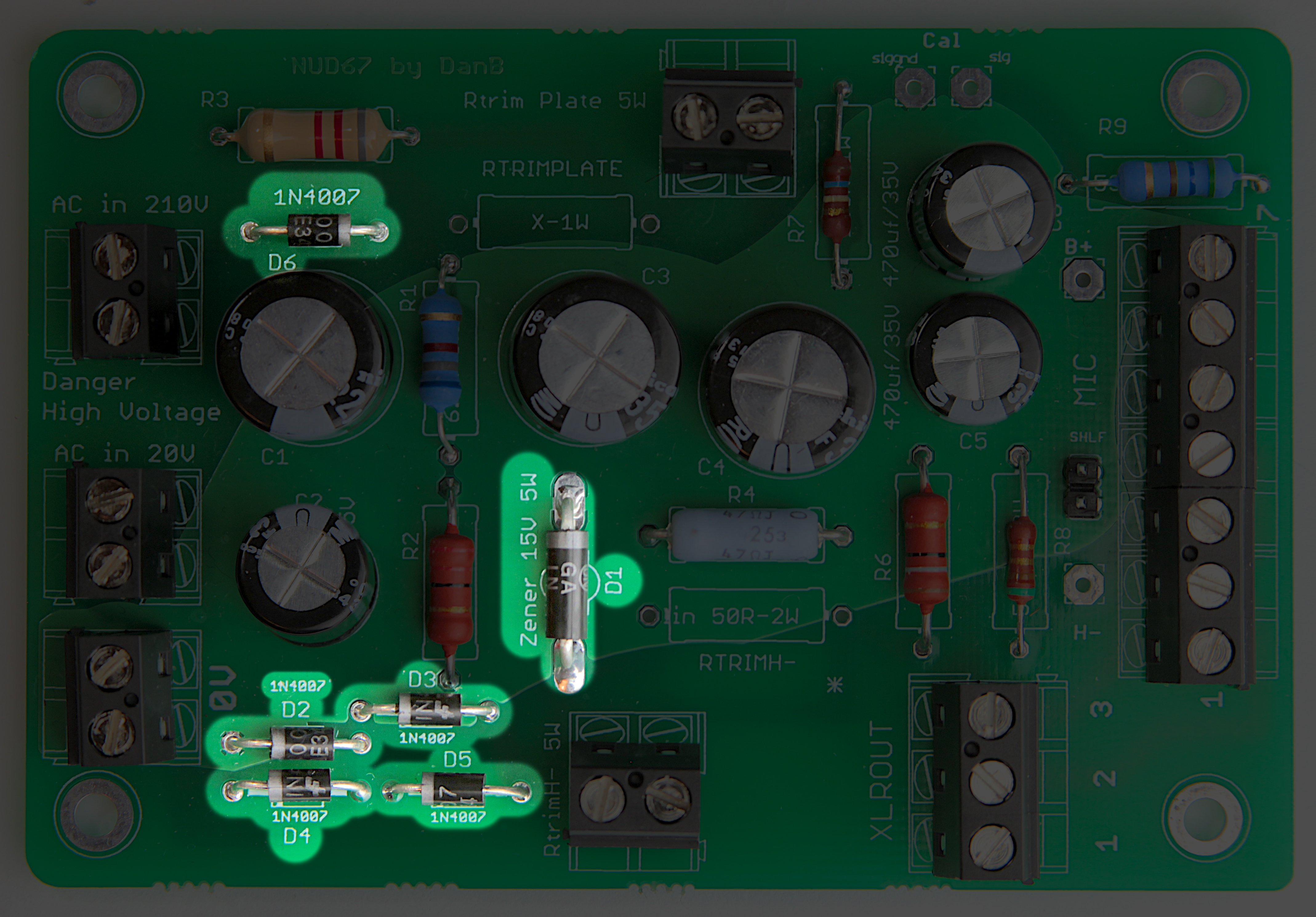 Diodes placed on PSU PCB