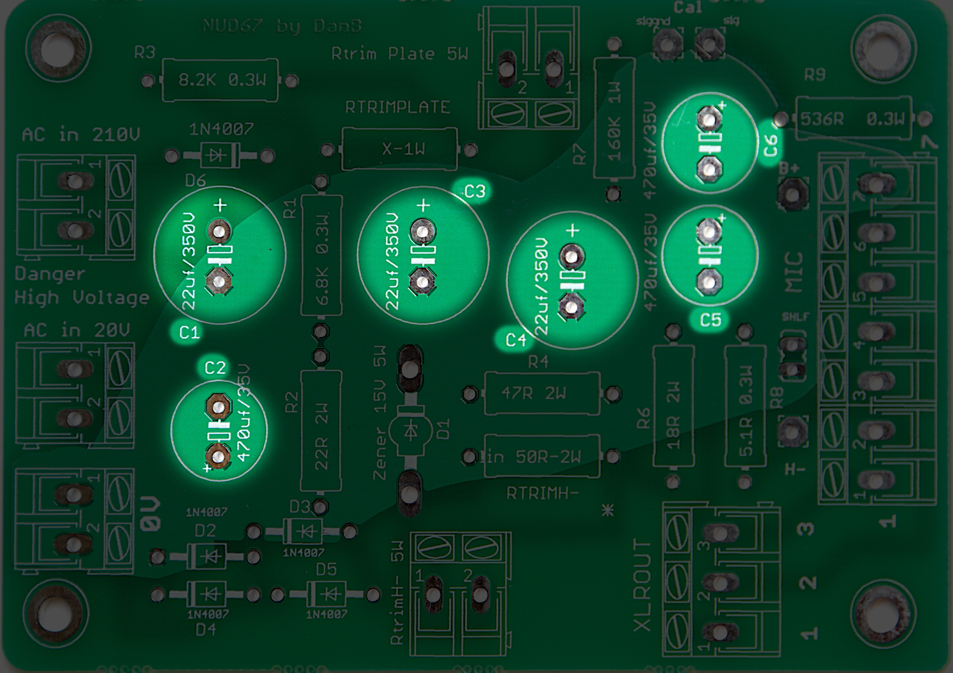 Electrolytic capacitors placed on PSU PCB