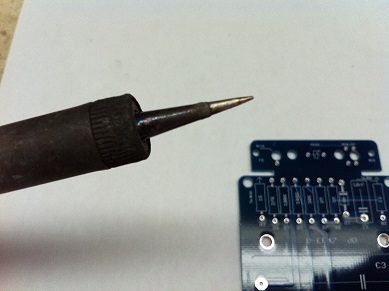 Temperature-controlled soldering iron with fine tip