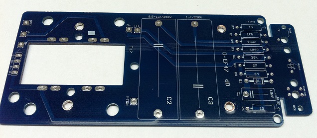 Bare D-EF47 main PCB showing component positions and silk screen labels