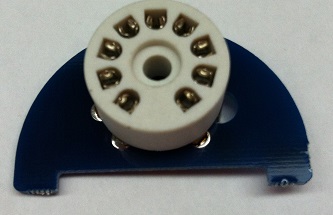 9-pin Noval ceramic tube socket mounted on the semicircular PCB