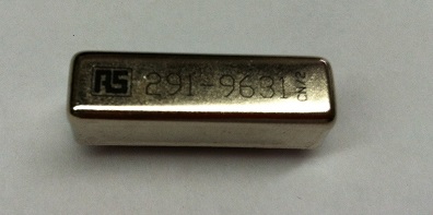 Reed relay close-up showing RS stock number 291-963 on the metal housing